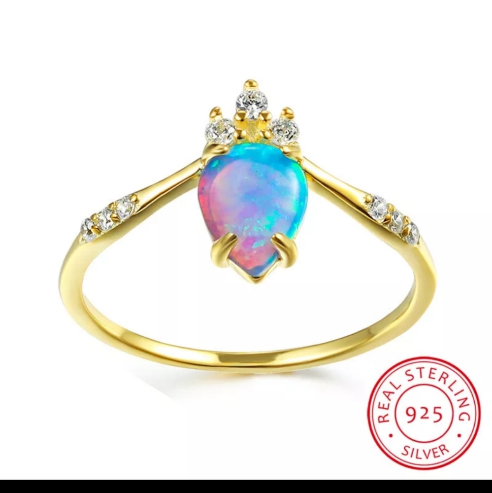 SALE!! Vermeil Blue Fire 🔥 Opal Ring